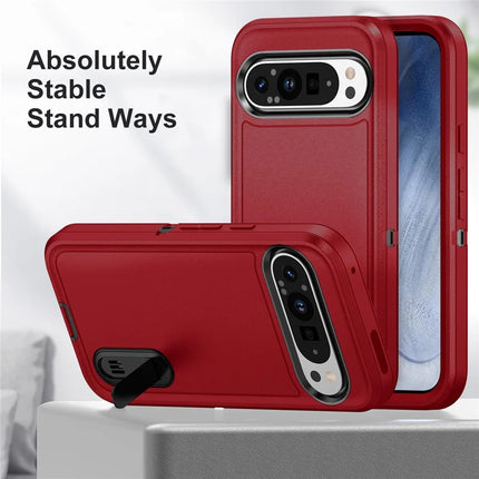 For Google Pixel 9 Pro / Pixel 9 Case Kickstand Phone Cover PC+Silicone+EVA 3-in-1 Design
