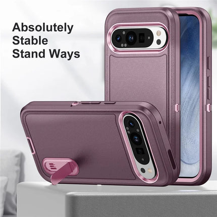 For Google Pixel 9 Pro / Pixel 9 Case Kickstand Phone Cover PC+Silicone+EVA 3-in-1 Design