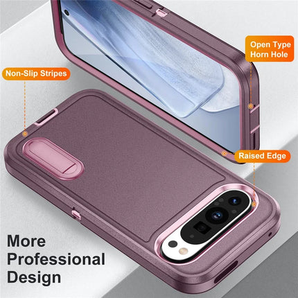 For Google Pixel 9 Pro / Pixel 9 Case Kickstand Phone Cover PC+Silicone+EVA 3-in-1 Design
