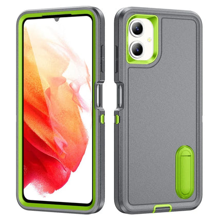 For Samsung Galaxy A06 Case Kickstand Phone Cover PC+Silicone+EVA 3-in-1 Design - Grey+Green