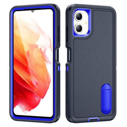 For Samsung Galaxy A06 Case Kickstand Phone Cover PC+Silicone+EVA 3-in-1 Design - Dark Blue+Sapphire