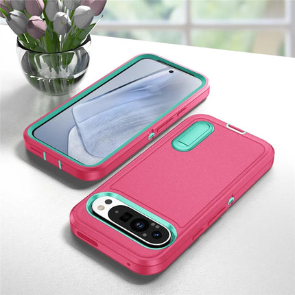 For Google Pixel 9 Pro XL Case Kickstand Phone Cover PC+Silicone+EVA 3-in-1 Design