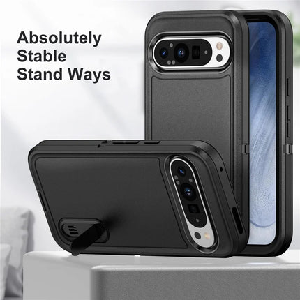 For Google Pixel 9 Pro XL Case Kickstand Phone Cover PC+Silicone+EVA 3-in-1 Design