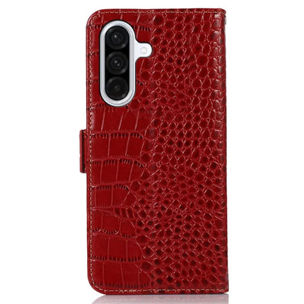 For Samsung Galaxy A26 5G Case Crocodile Texture Genuine Cow Leather Phone Wallet Cover