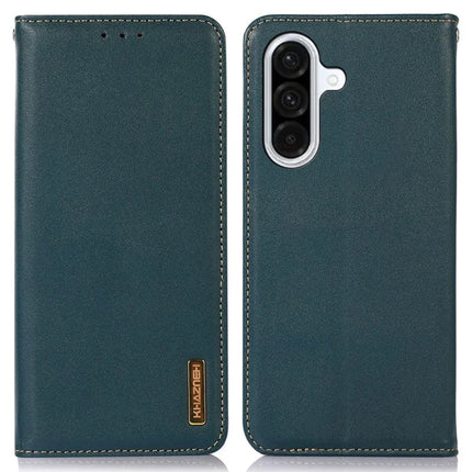 KHAZNEH For Samsung Galaxy A26 5G Case Genuine Cow Leather Wallet Phone Cover Nappa Texture - Green
