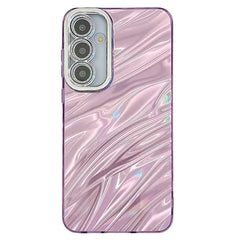 For Samsung Galaxy A54 5G Case IMD Design Shockproof PC+TPU Phone Cover with Glass Lens Film - Ripple Pattern / Purple