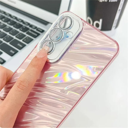 For Samsung Galaxy A54 5G Case IMD Design Shockproof PC+TPU Phone Cover with Glass Lens Film