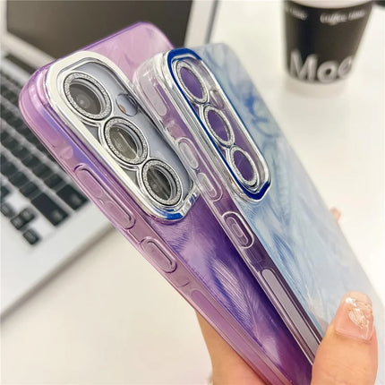 For Samsung Galaxy A54 5G Case IMD Design Shockproof PC+TPU Phone Cover with Glass Lens Film