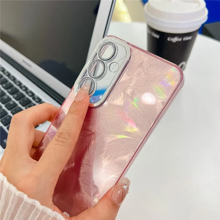 For Samsung Galaxy A54 5G Case IMD Design Shockproof PC+TPU Phone Cover with Glass Lens Film