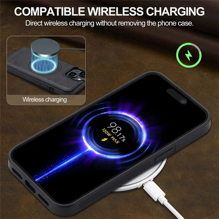 LC.IMEEKE For iPhone 13 Magnetic Case Compatible with MagSafe Leather TPU Back Cover