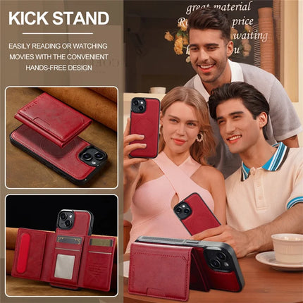 LC.IMEEKE L5 For iPhone 13 Magnetic Phone Case Leather Back Cover with Detachable Card Holder