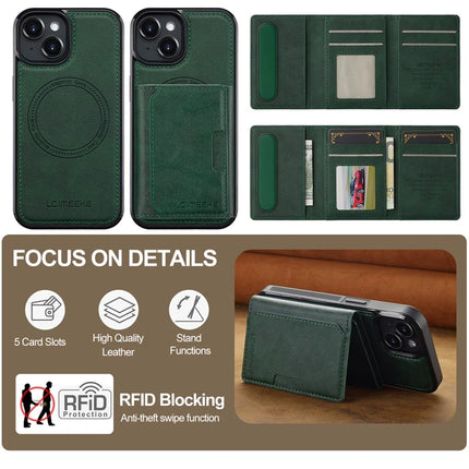 LC.IMEEKE L5 For iPhone 13 Magnetic Phone Case Leather Back Cover with Detachable Card Holder