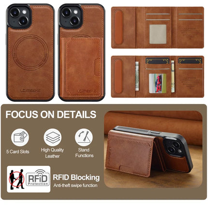 LC.IMEEKE L5 For iPhone 13 Magnetic Phone Case Leather Back Cover with Detachable Card Holder