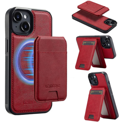 LC.IMEEKE L3 For iPhone 13 mini Magnetic Case Detachable Card Holder Leather TPU Mobile Cover - Red