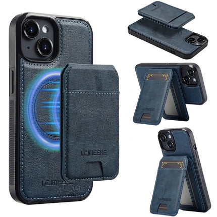 LC.IMEEKE L3 For iPhone 13 mini Magnetic Case Detachable Card Holder Leather TPU Mobile Cover - Blue