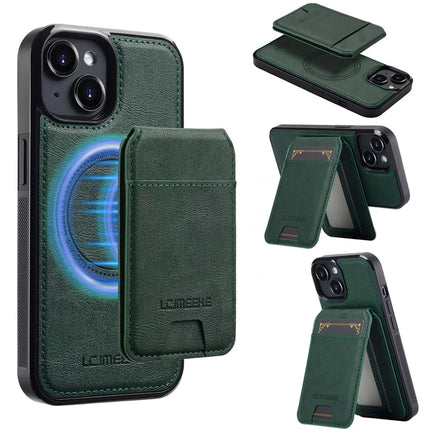 LC.IMEEKE L3 For iPhone 13 mini Magnetic Case Detachable Card Holder Leather TPU Mobile Cover - Green