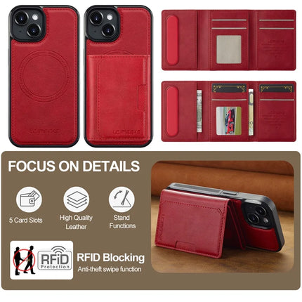 LC.IMEEKE L5 For iPhone 13 mini Magnetic Phone Case Leather Back Cover with Detachable Card Holder