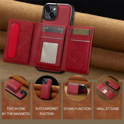 LC.IMEEKE L5 For iPhone 13 mini Magnetic Phone Case Leather Back Cover with Detachable Card Holder