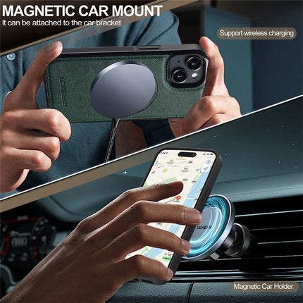 LC.IMEEKE L5 For iPhone 13 mini Magnetic Phone Case Leather Back Cover with Detachable Card Holder