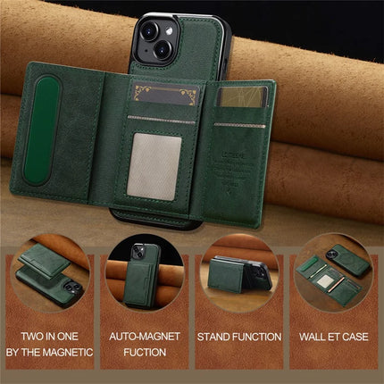 LC.IMEEKE L5 For iPhone 13 mini Magnetic Phone Case Leather Back Cover with Detachable Card Holder