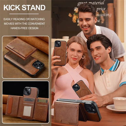 LC.IMEEKE L5 For iPhone 13 mini Magnetic Phone Case Leather Back Cover with Detachable Card Holder