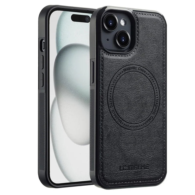 LC.IMEEKE For iPhone 13 mini Magnetic Case Compatible with MagSafe Leather TPU Back Cover - Black