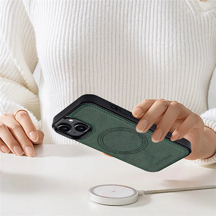 LC.IMEEKE For iPhone 13 mini Magnetic Case Compatible with MagSafe Leather TPU Back Cover