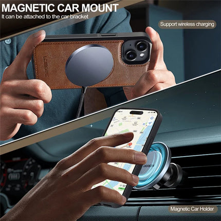 LC.IMEEKE For iPhone 13 mini Magnetic Case Compatible with MagSafe Leather TPU Back Cover
