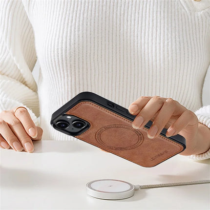 LC.IMEEKE For iPhone 13 mini Magnetic Case Compatible with MagSafe Leather TPU Back Cover
