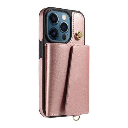 For iPhone 12 Pro Max Crossbody Phone Case Card Holder Kickstand Leather Coated TPU Mobile Cover