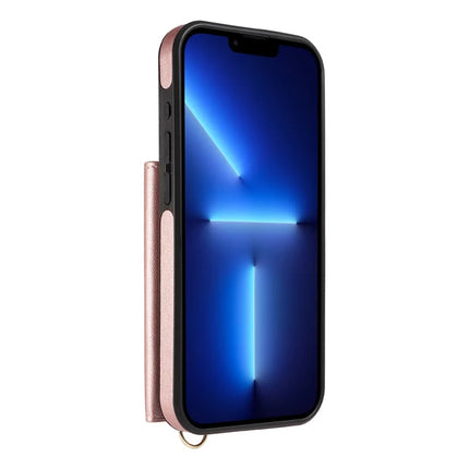 For iPhone 13 Pro Max Crossbody Phone Case Card Holder Kickstand Leather Coated TPU Mobile Cover