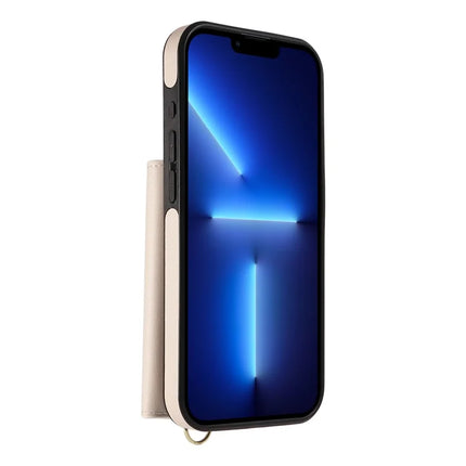 For iPhone 13 Pro Max Crossbody Phone Case Card Holder Kickstand Leather Coated TPU Mobile Cover