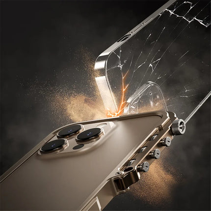 For iPhone 16 Pro Max Bumper Case Aluminum Alloy Metal Frame Phone Cover