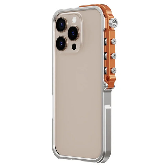 For iPhone 16 Pro Max Bumper Case Aluminum Alloy Metal Frame Phone Cover - Silver