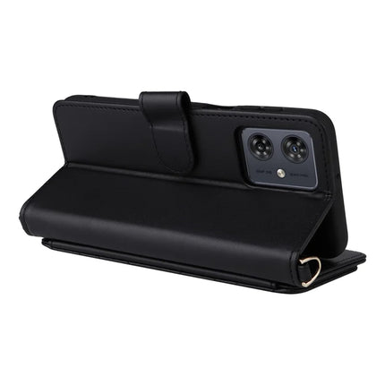 Wallet Phone Case for Motorola Moto G64y 5G / G64 5G / G54 Power 5G / G54 5G Leather Cover with Shoulder Strap