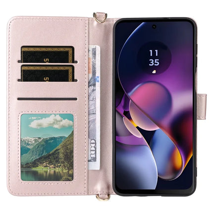 Wallet Phone Case for Motorola Moto G64y 5G / G64 5G / G54 Power 5G / G54 5G Leather Cover with Shoulder Strap