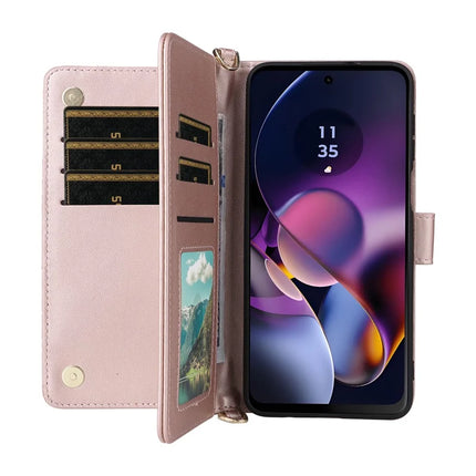 Wallet Phone Case for Motorola Moto G64y 5G / G64 5G / G54 Power 5G / G54 5G Leather Cover with Shoulder Strap