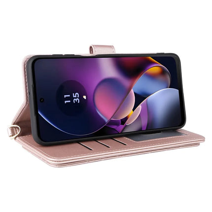 Wallet Phone Case for Motorola Moto G64y 5G / G64 5G / G54 Power 5G / G54 5G Leather Cover with Shoulder Strap