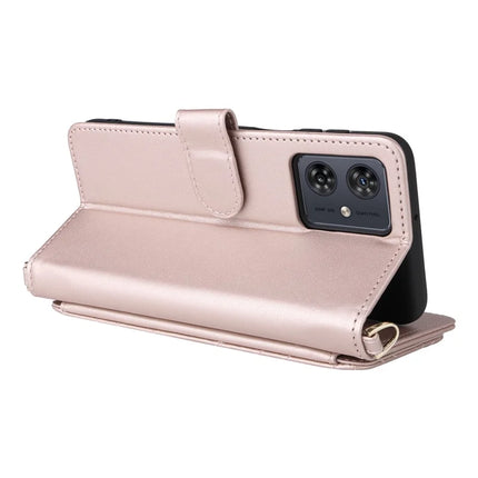 Wallet Phone Case for Motorola Moto G64y 5G / G64 5G / G54 Power 5G / G54 5G Leather Cover with Shoulder Strap