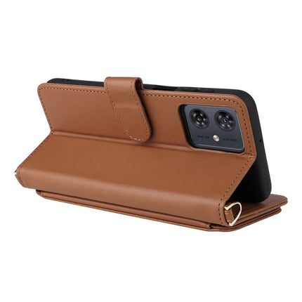 Wallet Phone Case for Motorola Moto G64y 5G / G64 5G / G54 Power 5G / G54 5G Leather Cover with Shoulder Strap