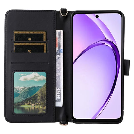 Wallet Phone Case for Oppo A3x 4G / 5G (India) / A3 4G / 5G / A40 4G / A40M 4G / A60 5G / A3i 5G Leather Cover with Shoulder Strap