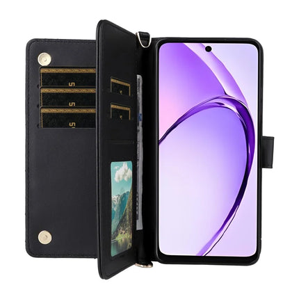 Wallet Phone Case for Oppo A3x 4G / 5G (India) / A3 4G / 5G / A40 4G / A40M 4G / A60 5G / A3i 5G Leather Cover with Shoulder Strap
