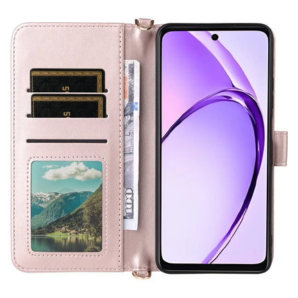 Wallet Phone Case for Oppo A3x 4G / 5G (India) / A3 4G / 5G / A40 4G / A40M 4G / A60 5G / A3i 5G Leather Cover with Shoulder Strap
