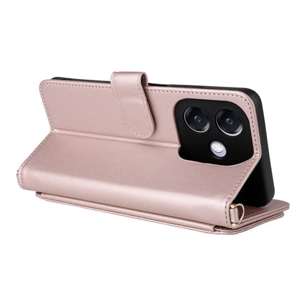 Wallet Phone Case for Oppo A3x 4G / 5G (India) / A3 4G / 5G / A40 4G / A40M 4G / A60 5G / A3i 5G Leather Cover with Shoulder Strap