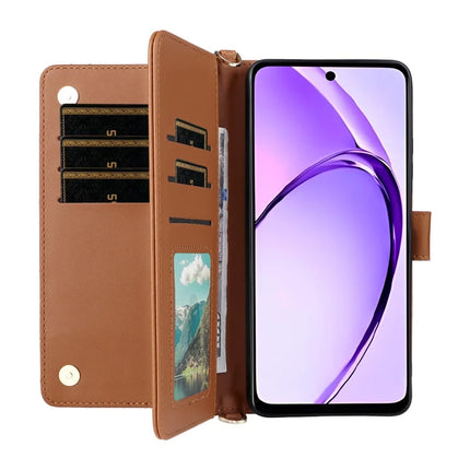 Wallet Phone Case for Oppo A3x 4G / 5G (India) / A3 4G / 5G / A40 4G / A40M 4G / A60 5G / A3i 5G Leather Cover with Shoulder Strap