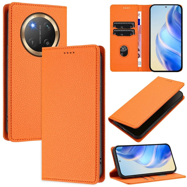 For Honor Magic7 Lite 5G / X9c 5G / X60 Pro 5G Wallet Case RFID Blocking Litchi Texture Leather Mobile Cover - Orange