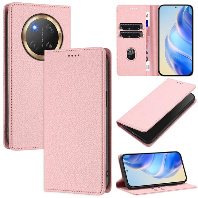 For Honor Magic7 Lite 5G / X9c 5G / X60 Pro 5G / X60 Pro 5G Wallet Case RFID Blocking Litchi Texture Leather Mobile Cover - Pink