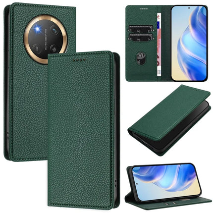 For Honor Magic7 Lite 5G / X9c 5G / X60 Pro 5G Wallet Case RFID Blocking Litchi Texture Leather Mobile Cover - Dark Green