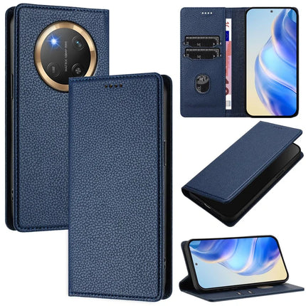 For Honor Magic7 Lite 5G / X9c 5G / X60 Pro 5G Wallet Case RFID Blocking Litchi Texture Leather Mobile Cover - Dark Blue