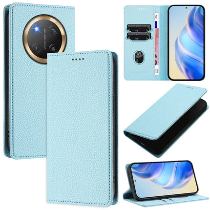 For Honor Magic7 Lite 5G / X9c 5G / X60 Pro 5G Wallet Case RFID Blocking Litchi Texture Leather Mobile Cover - Baby Blue